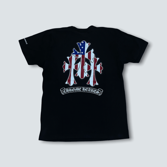 Chrome Hearts American Flag Cemetery Cross Tee (L) - Known Source