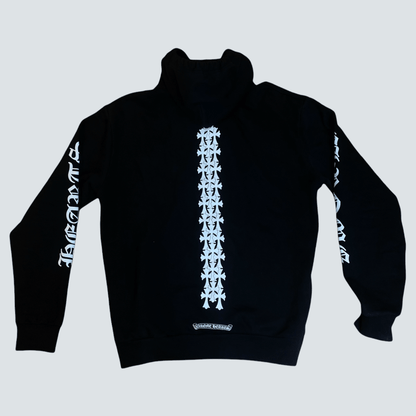 CHROME HEARTS Black Tire Track-Crosses Hoodie (M) - Known Source