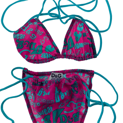 Dolce and Gabbana all over print logo bikini women’s size S - Known Source