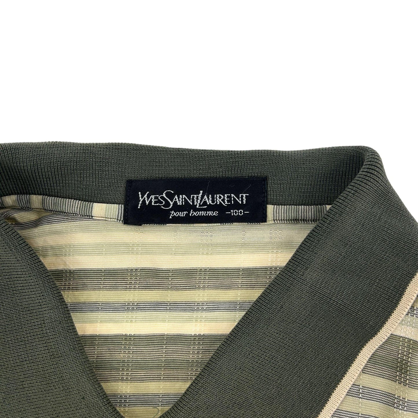Vintage Yves Saint Laurent Striped Long Sleeve Polo Shirt Size M