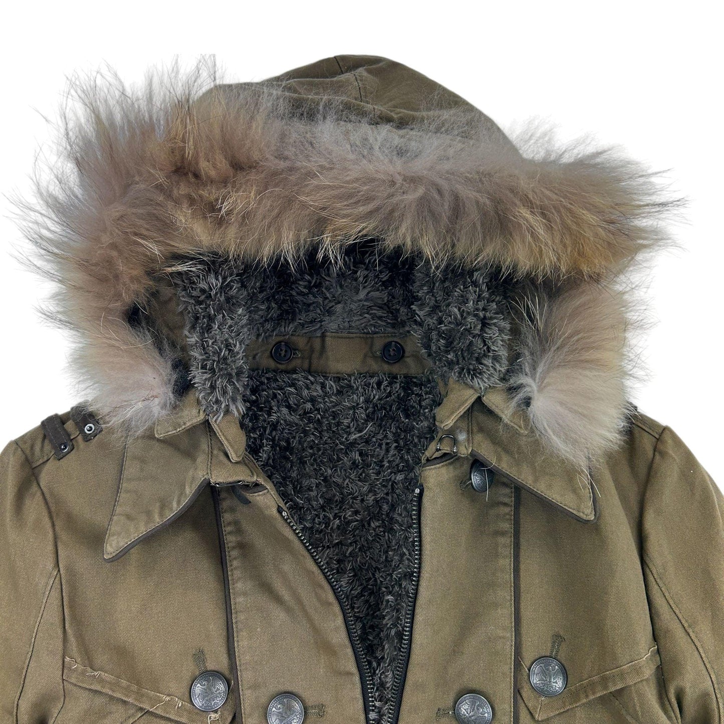 Vintage PPFM Detachable Fur Lined Parka Jacket Woman's Size L - Known Source