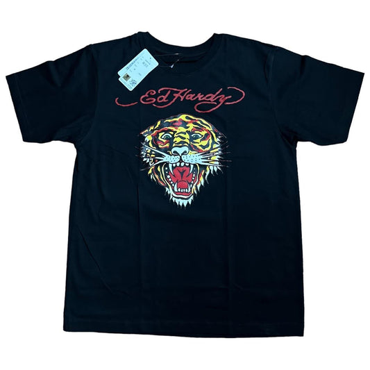 Ed Hardy front print tiger T-shirt short sleeve black - Known Source
