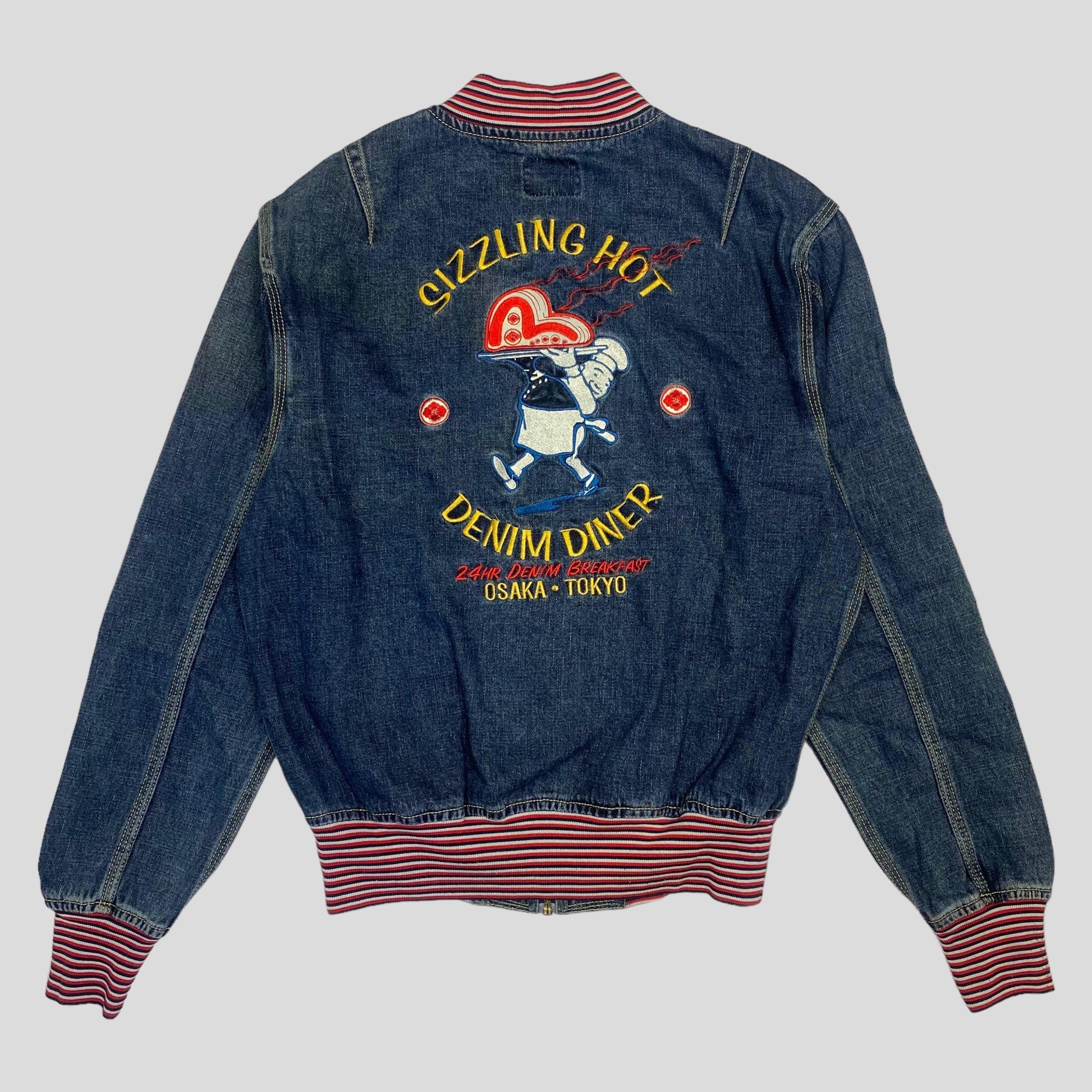 Evisu 00’s Denim Diner Varsity Bomber Jacket - M - Known Source