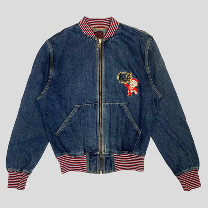 Evisu 00’s Denim Diner Varsity Bomber Jacket - M - Known Source