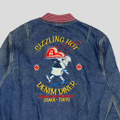 Evisu 00’s Denim Diner Varsity Bomber Jacket - M - Known Source