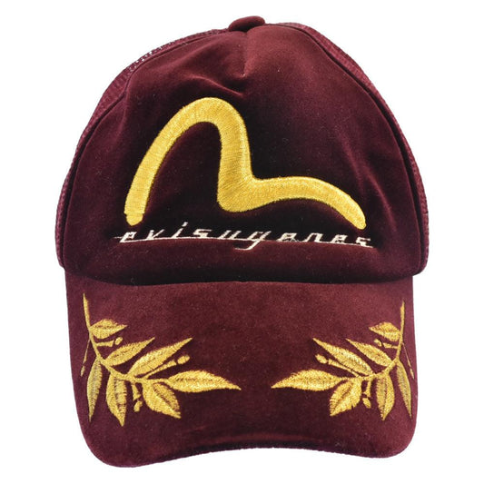 Evisu Logo Embroidery Velor Baseball Cap Mesh Cap Hat - Known Source
