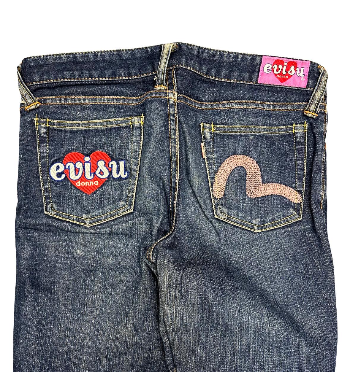 Evisu Selvedge Jeans With Loveheart & Daicock Embroidery ( W28 ) - Known Source