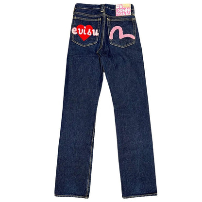 Evisu Selvedge Jeans With Loveheart Embroidery ( W25 ) - Known Source