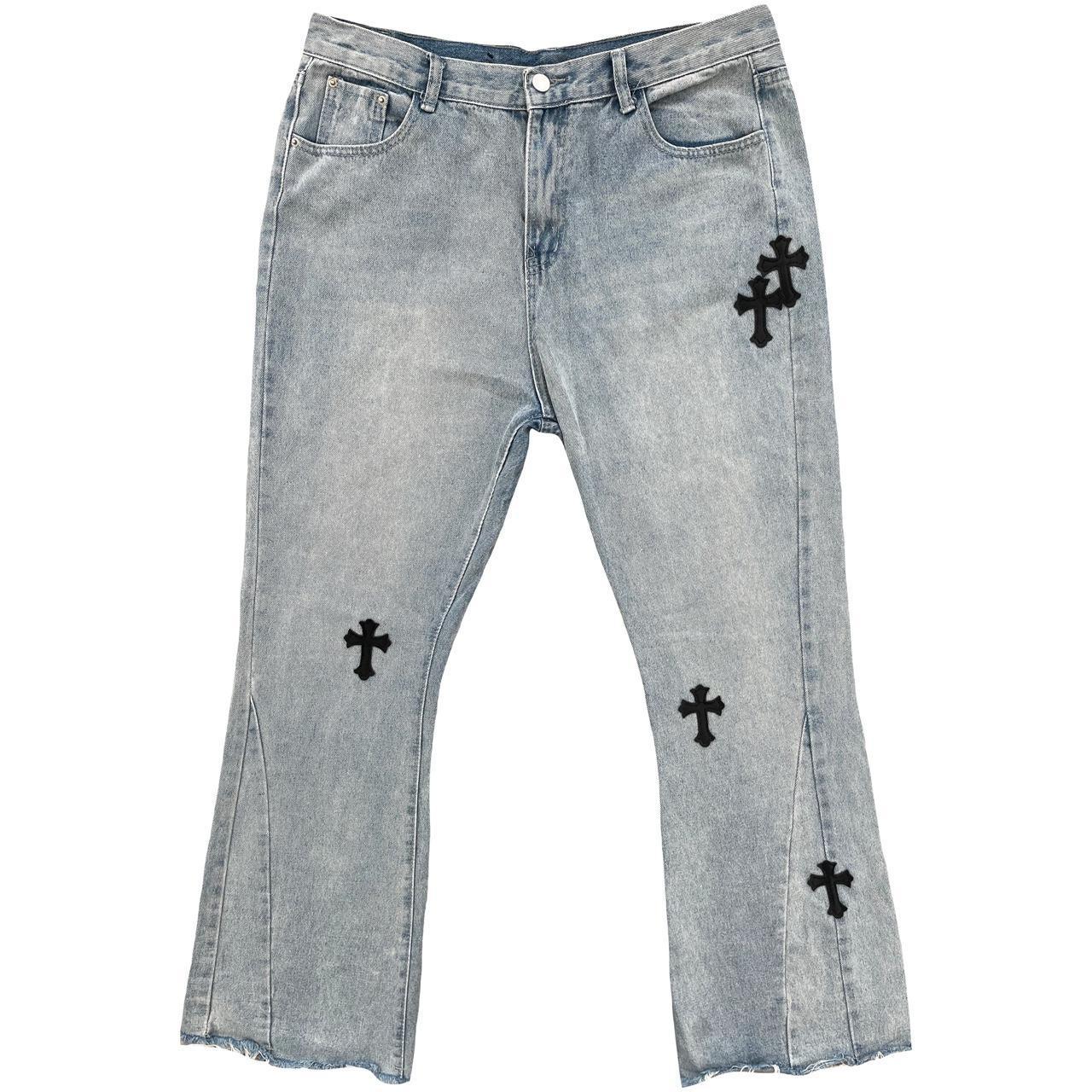 Flared Cross Patch Jeans - Known Source