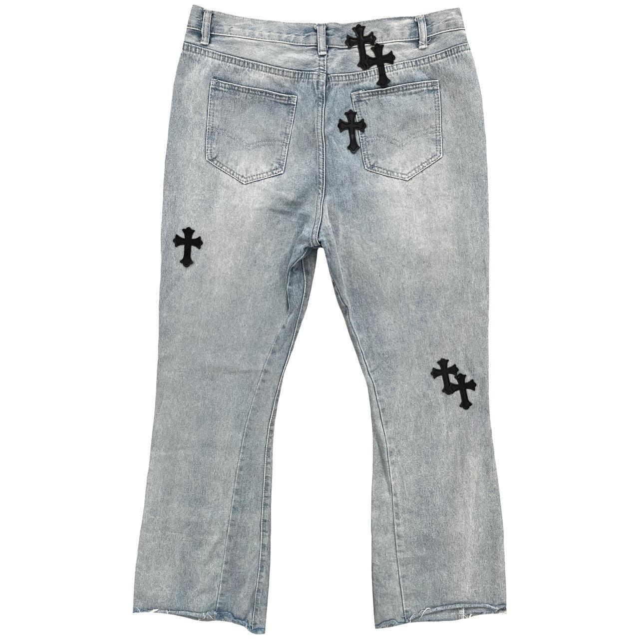 Flared Cross Patch Jeans - Known Source