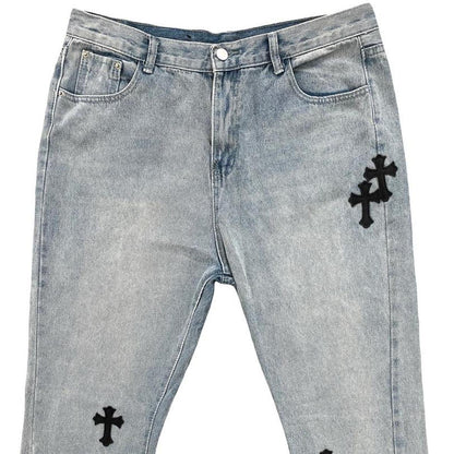 Flared Cross Patch Jeans - Known Source