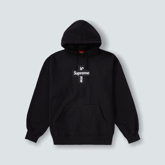 FW20 Supreme Black Cross Box Logo hoodie (M) - Known Source