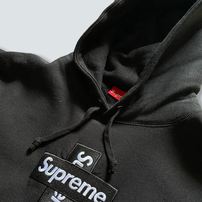 FW20 Supreme Black Cross Box Logo hoodie (M) - Known Source