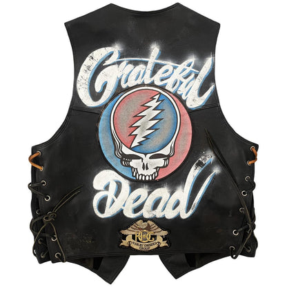 Grateful Dead Leather Biker Vest - Known Source