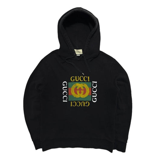 Gucci Distressed Front Print Black Hoodie - Known Source