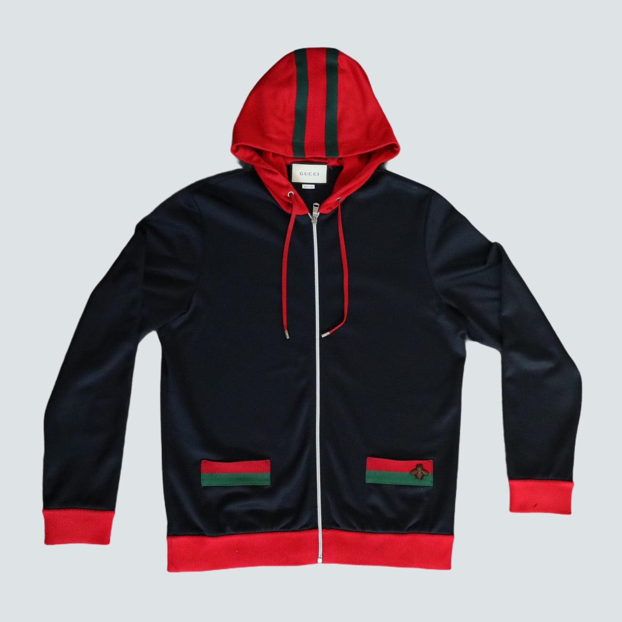 Gucci Red/Navy Zip Up Bee Hoodie (M) - Known Source