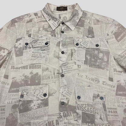 Iceberg Icejeans Newspaper Shirt - M - Known Source