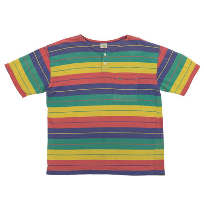 Vintage United Colours Of Benetton Stripe Button T Shirt Size S - Known Source