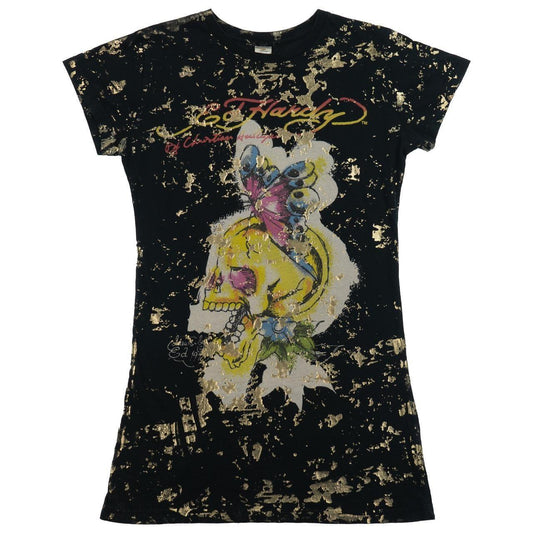 Vintage Ed Hardy Gold Flake T Shirt Womens Size M - Known Source