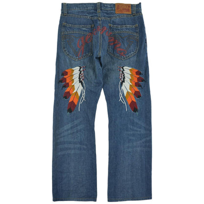 Vintage Geronimo Feathers Denim Jeans Size W31 - Known Source