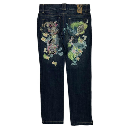 Vintage Tiger and leaves Japanese denim jeans W33 - Known Source
