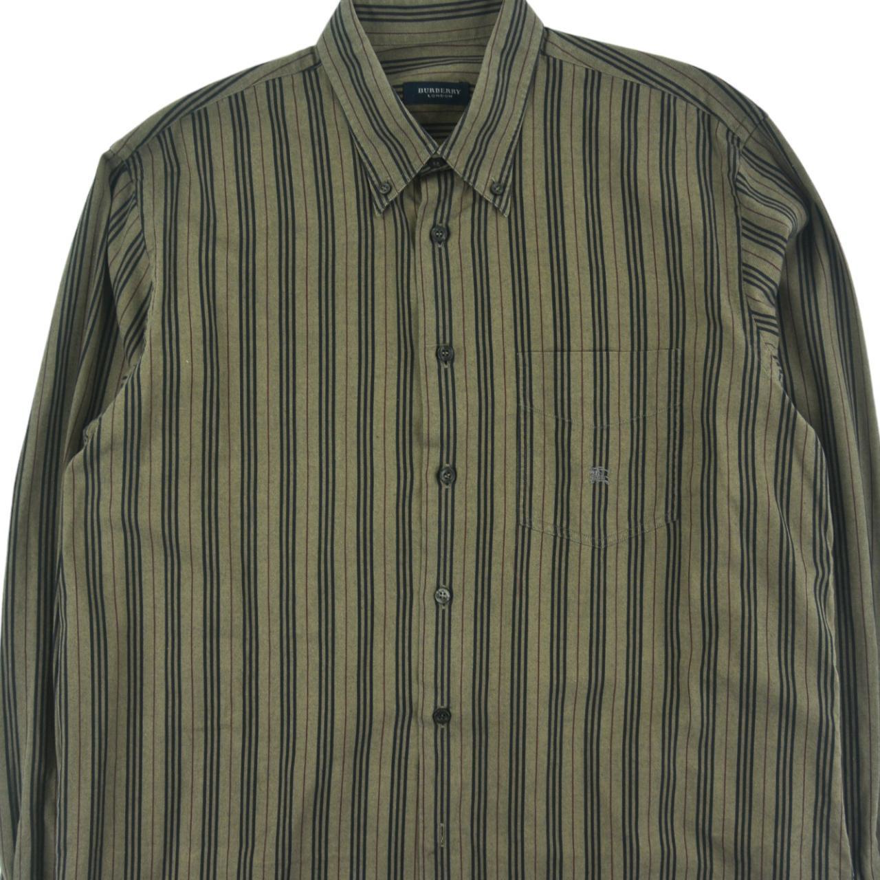 Vintage Burberry Nova Stripe Button Up Shirt Size L - Known Source