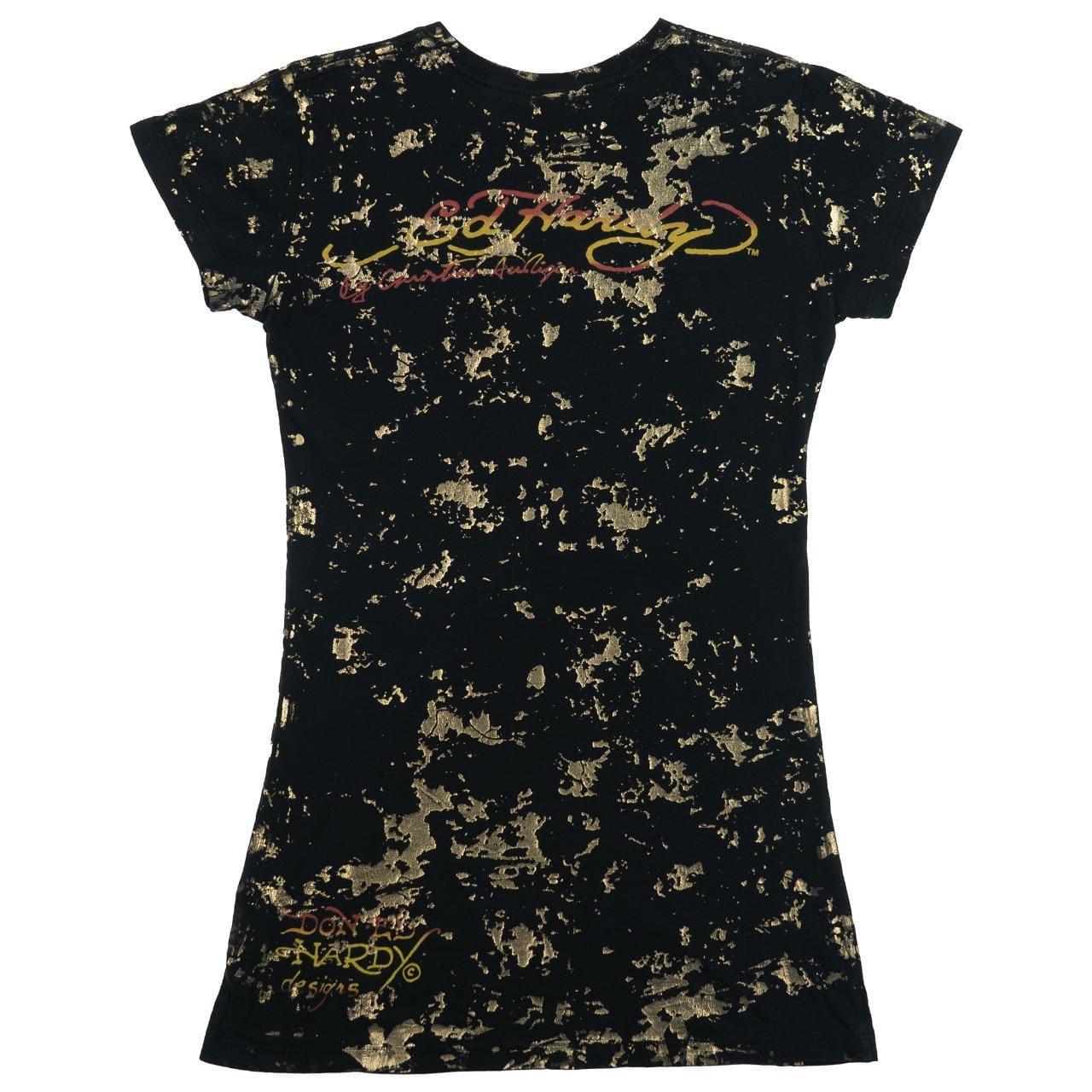Vintage Ed Hardy Gold Flake T Shirt Womens Size M - Known Source