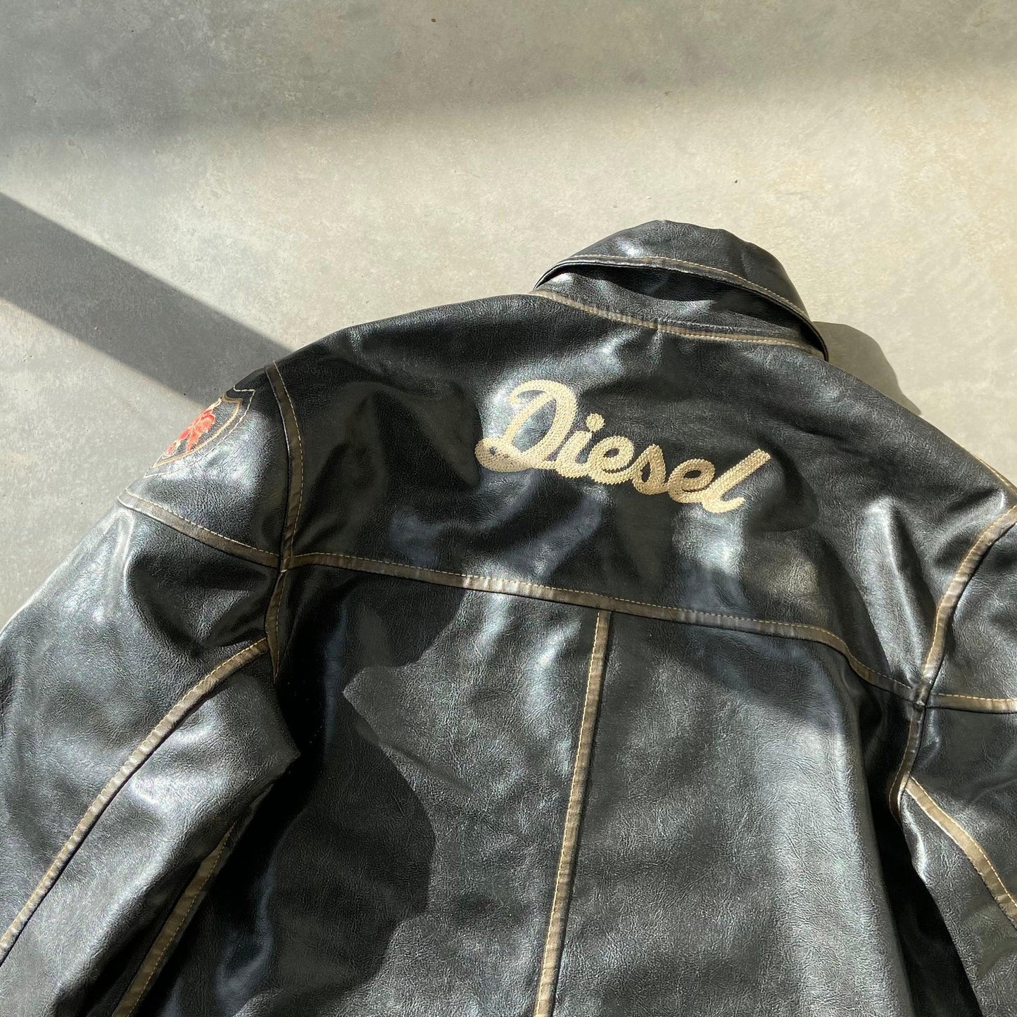 DIESEL 90'S WASHED LEATHER JACKET - XL - Known Source