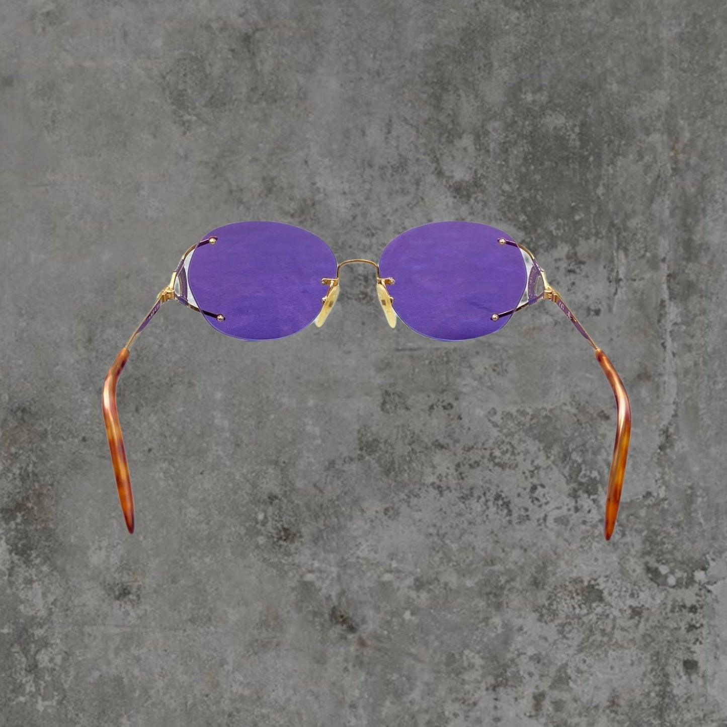 DIOR PURPLE AND GOLD RIMLESS SUNGLASSES - Known Source