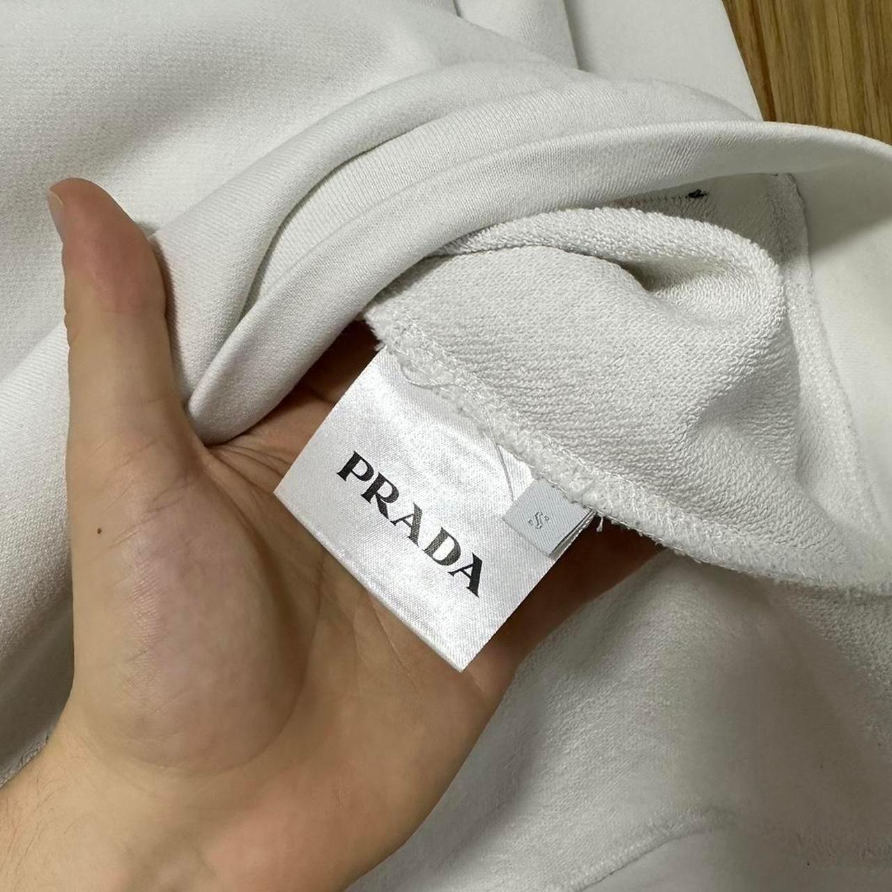 Prada pullover white drawstring hoodie - Known Source