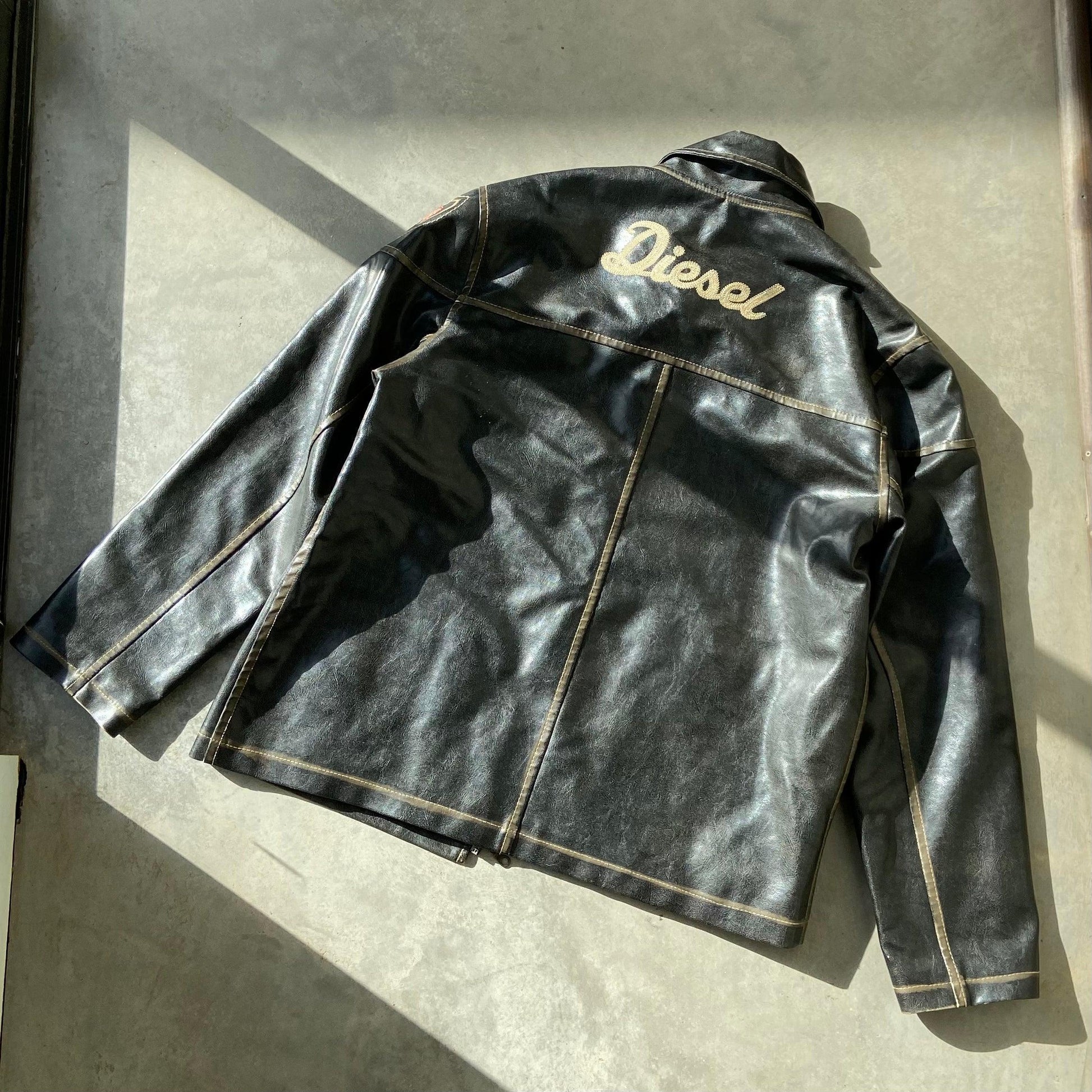 DIESEL 90'S WASHED LEATHER JACKET - XL - Known Source