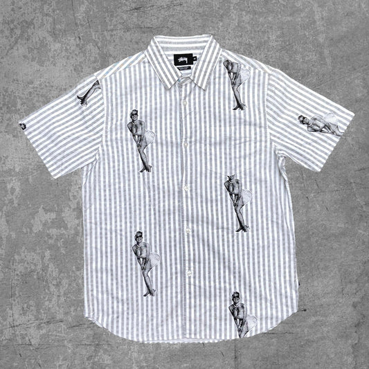 STUSSY "PIN UP GIRL" SHORT SLEEVE SHIRT - M - Known Source