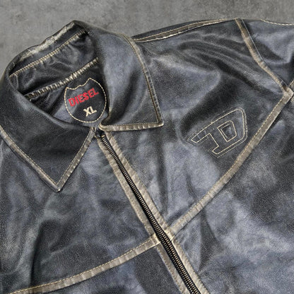 DIESEL 90'S WASHED LEATHER JACKET - XL - Known Source