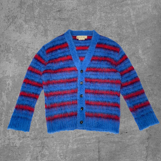 MARNI FUZZY STRIPED MOHAIR CARDIGAN - L - Known Source