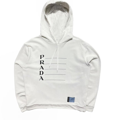 Prada pullover white drawstring hoodie - Known Source