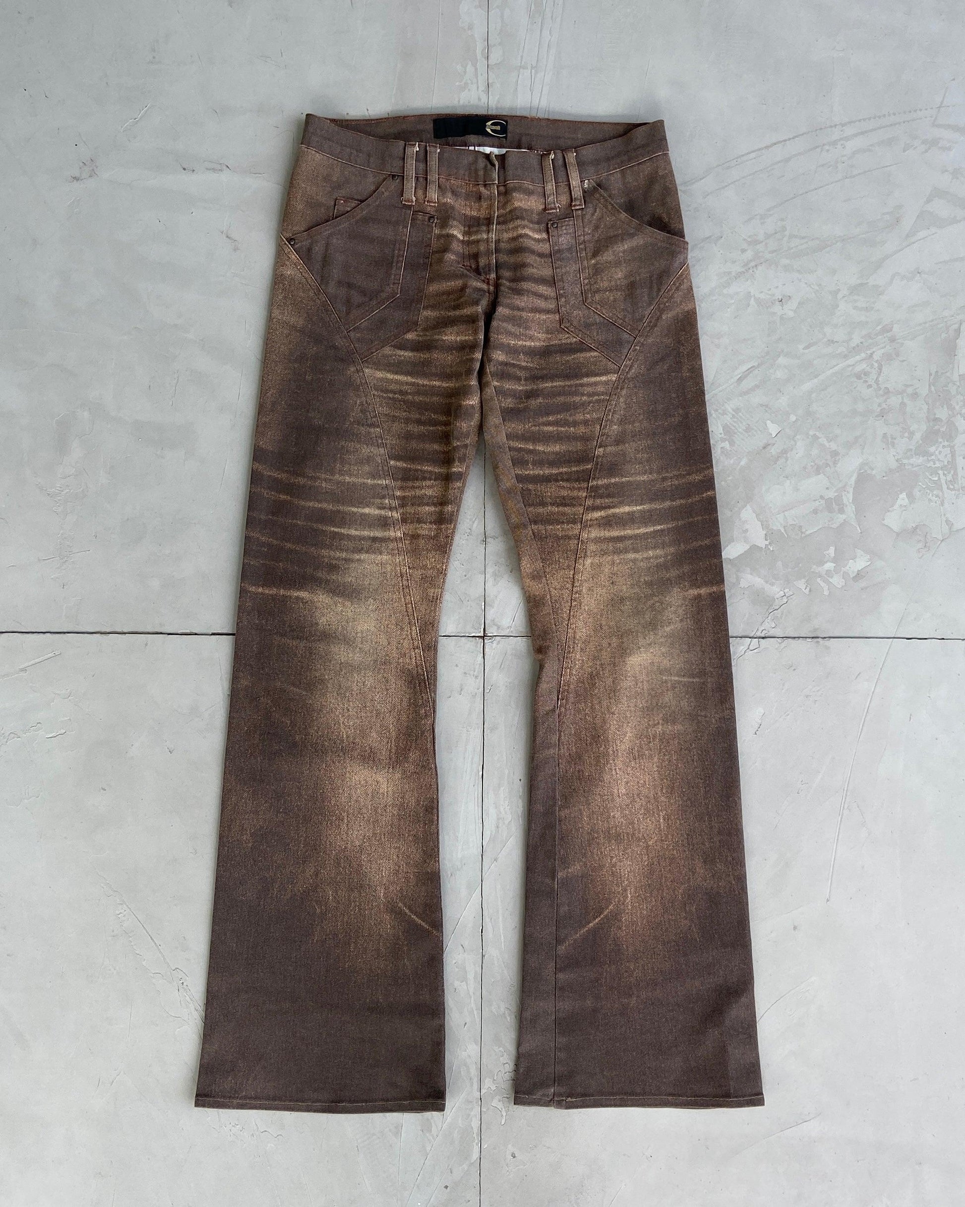 JUST CAVALLI BROWN PRINTED JEANS - S - Known Source