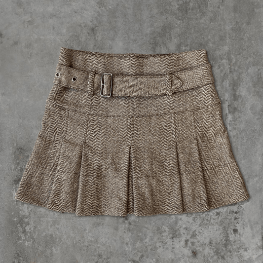 BURBERRY HIGH WAISTED PLEATED MINI SKIRT - UK 4 - Known Source