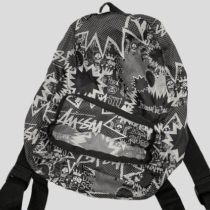 Stussy 00’s Comic Print Nylon Backpack - Known Source
