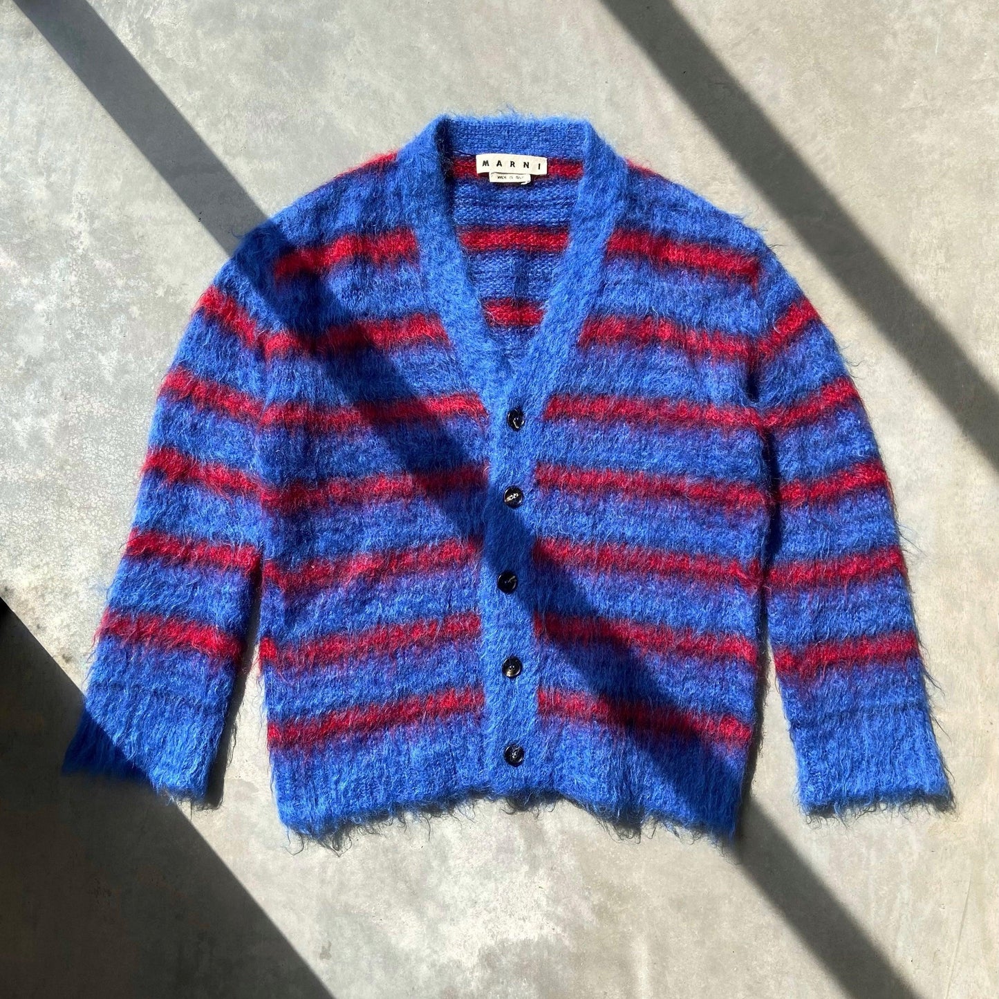 MARNI FUZZY STRIPED MOHAIR CARDIGAN - L - Known Source