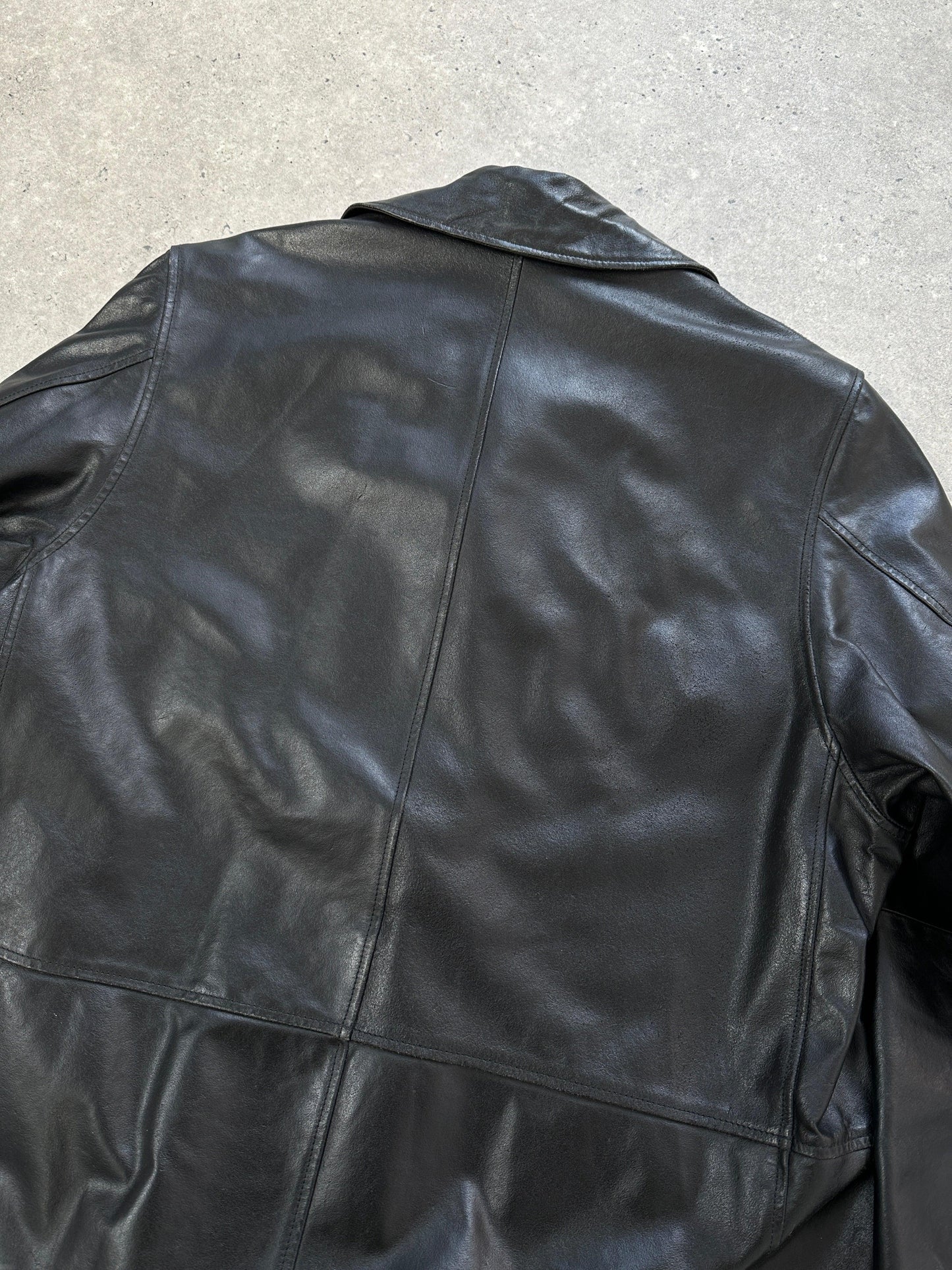 Armani Jeans Mid Length Leather Jacket - XL - Known Source