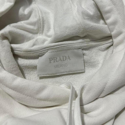 Prada pullover white drawstring hoodie - Known Source