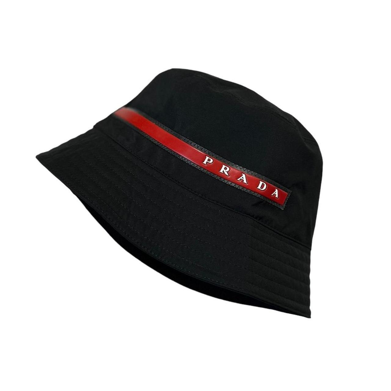 Prada Tape Logo Linea Rossa Bucket Hat - Known Source