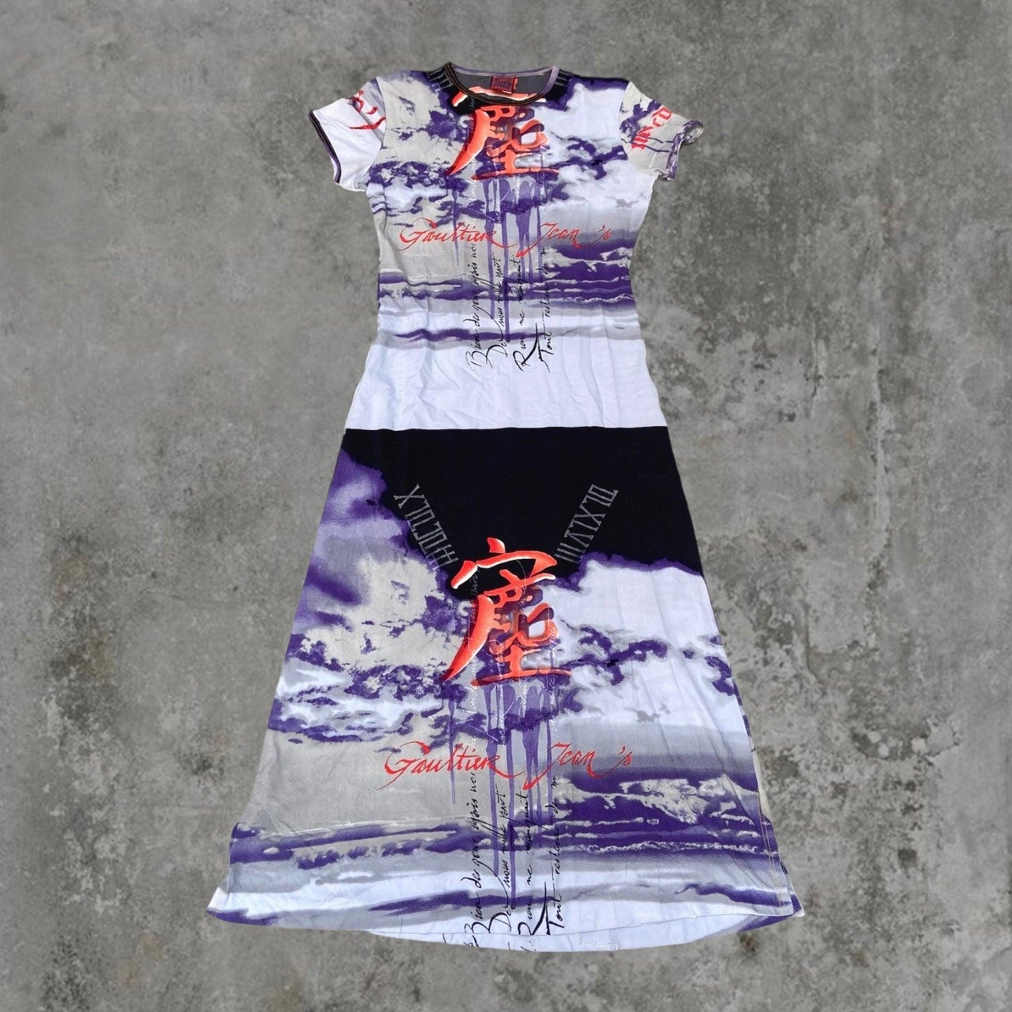 JEAN PAUL GAULTIER GRAPHIC PRINT STRETCH DRESS - S - Known Source