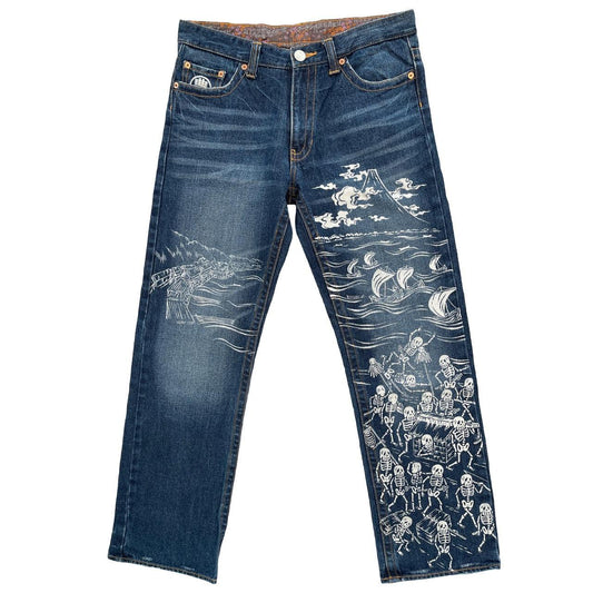 Japanese Skeleton Printed Jeans - Known Source