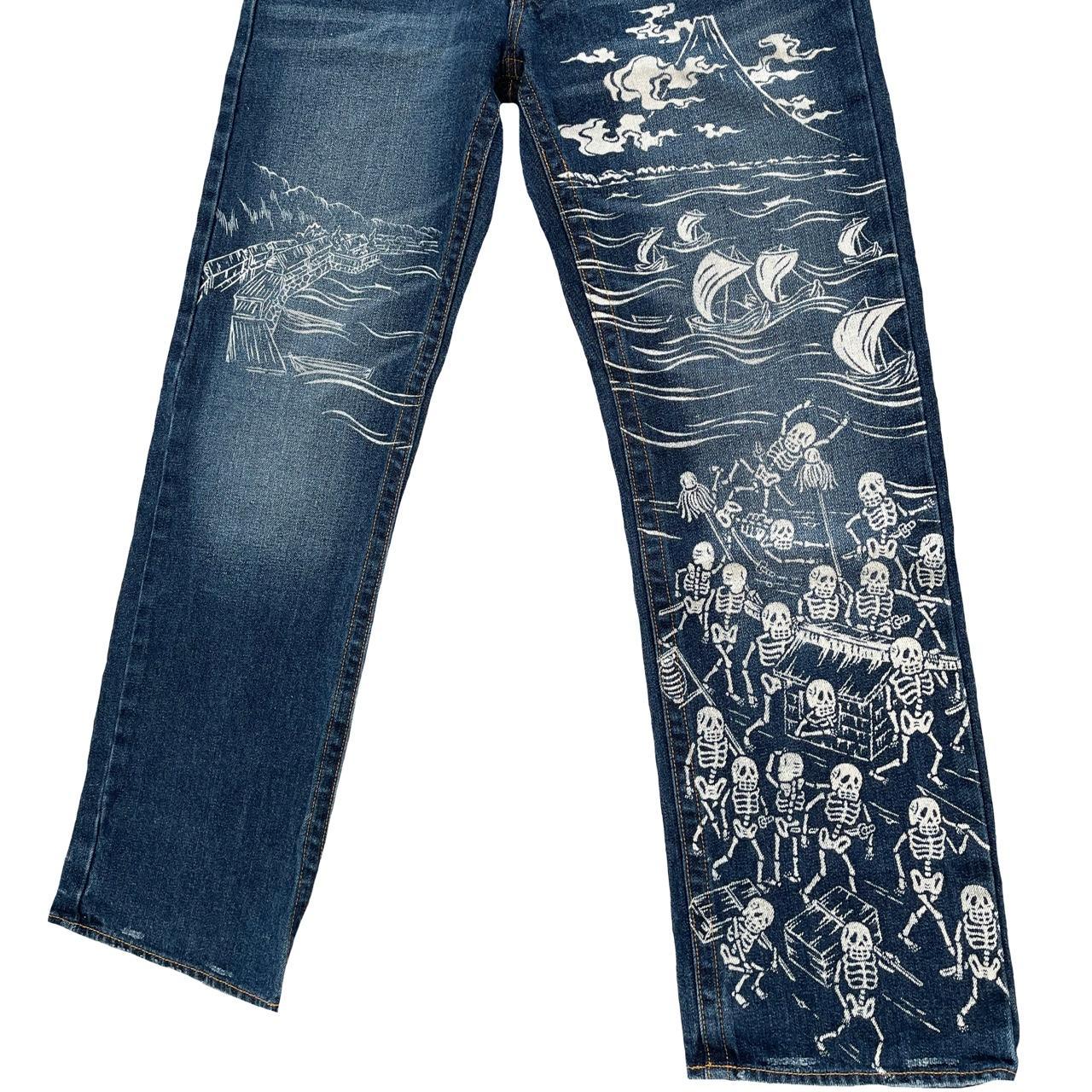 Japanese Skeleton Printed Jeans - Known Source