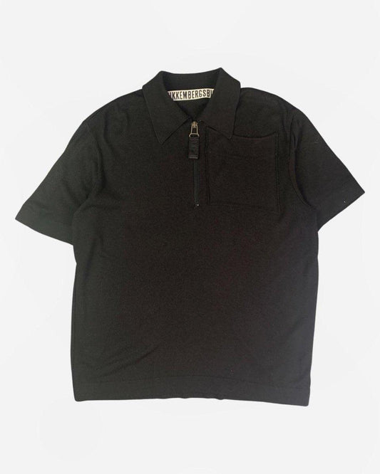 (L) Dirk Bikkembergs 1990s Cotton Knit Polo with Oversized Chest Pocket - Known Source