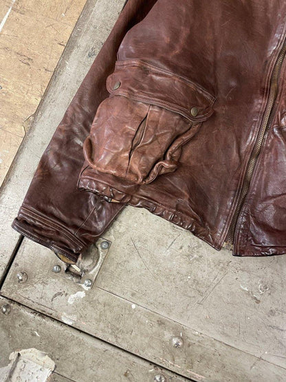 (L) Emporio Armani 1980s Boxy Cropped Multipocket Weathered Leather Jacket - Known Source