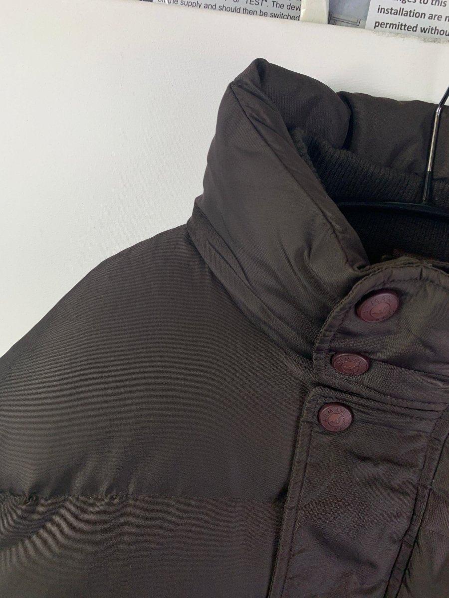 (L-XL) Armani 1990s Cropped Ballistic Nylon Down Jacket with Packable Hood, Adjustable Waist and Gaitor - Known Source