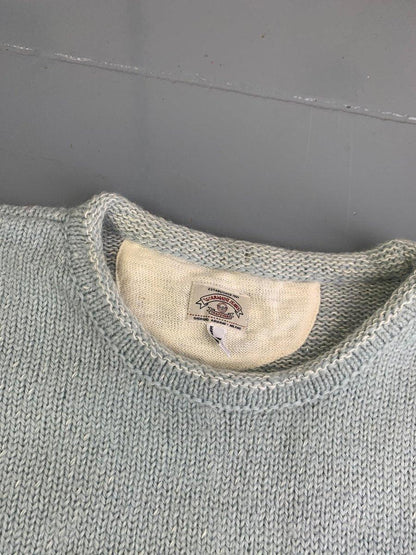 (M) Armani 1990s Sky Blue Wool Knit with Ribbing - Known Source