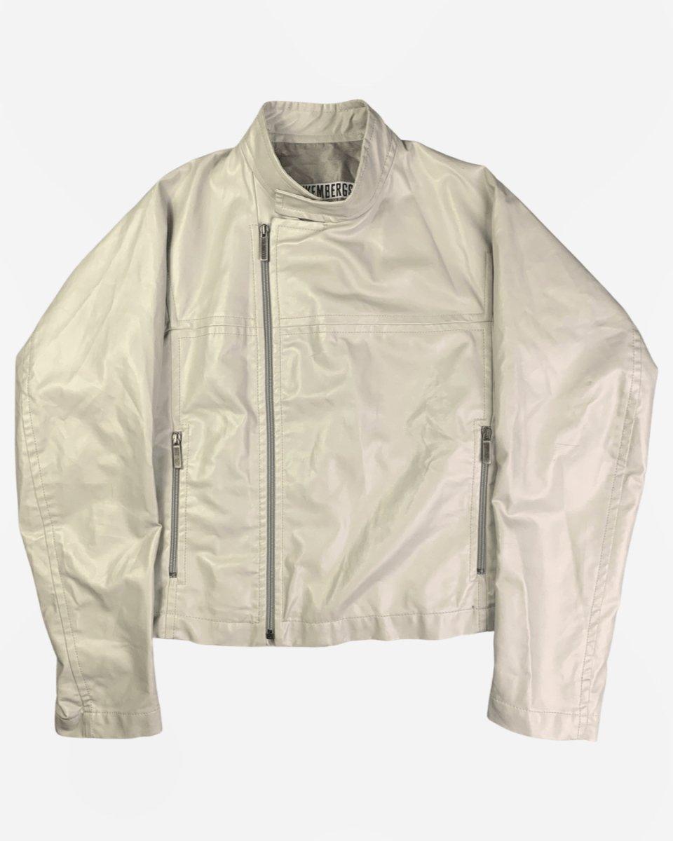 (M-L) Dirk Bikkembergs AW2000 Rubberised Moto Jacket with Asymmetric Closure - Known Source